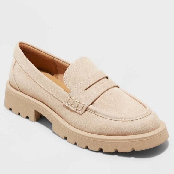 a new day Shoes - a new day NWOT SZ8 Tan Vegan Suede Penny Loafer Preppy Academia Modern Essential